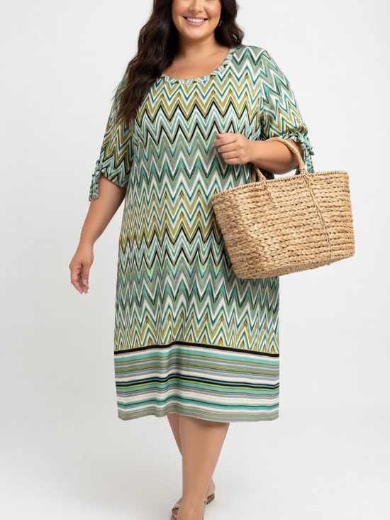 Tacera Dresses & Skirts - Tacera Zigzag Patterned dress with tie shoulders sz 3x